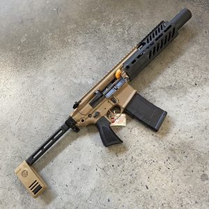 Sig Sauer MCX Rattler Canebrake 300 Blackout pistol, coyote, with brace.